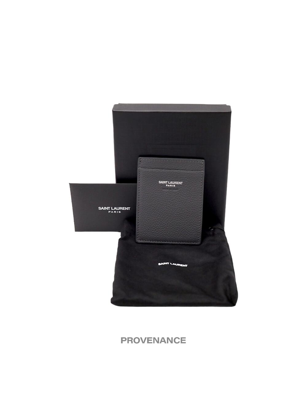 🔴 Saint Laurent Paris SLP Card Wallet - Charcoal Grey